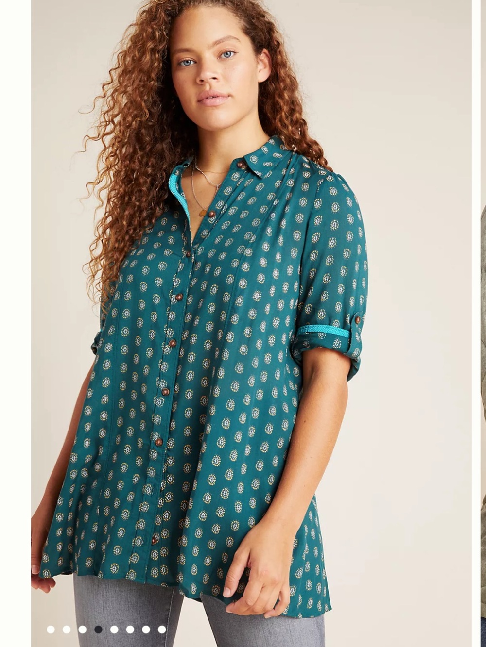 Maeve Anthropologie Women’s Teal Monika Buttondown Tunic 100% Modal Size: Small
